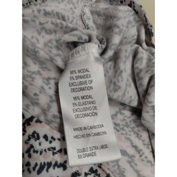 Midnight White Gray Light Pink Zebra print XXL T-shirt with front pocket Women's - Picture 11 of 12